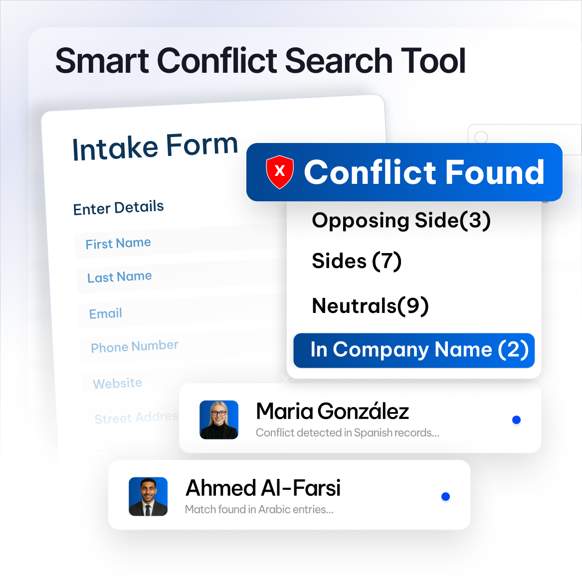 Conflict check in CaseFox civil litigation law software