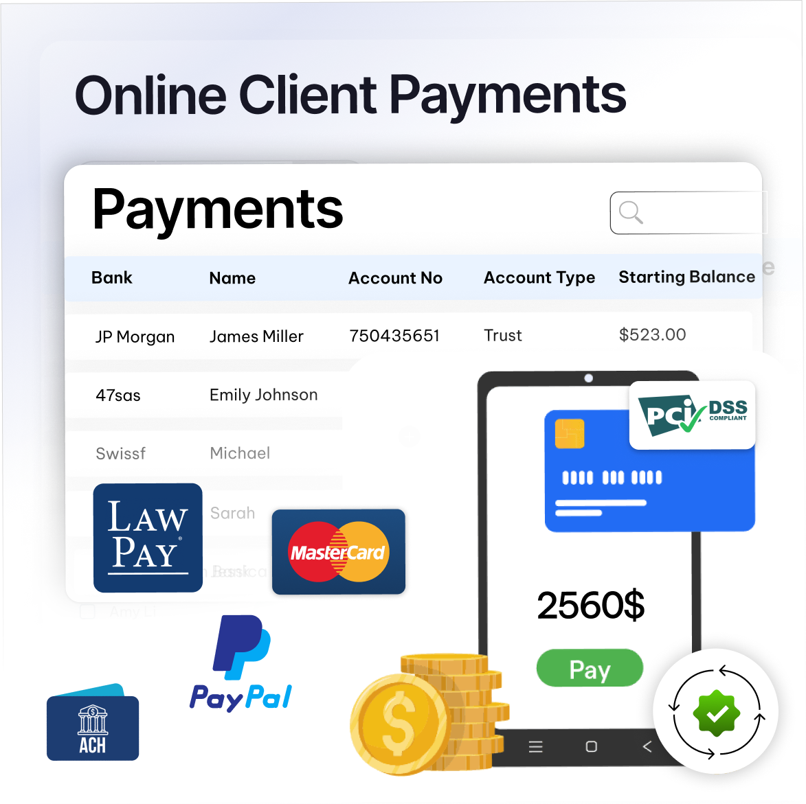 Fast online payments in CaseFox civil litigation law software