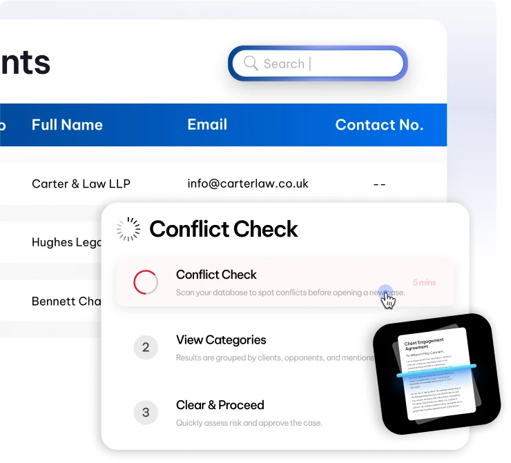CaseFox conflict check feature with categories