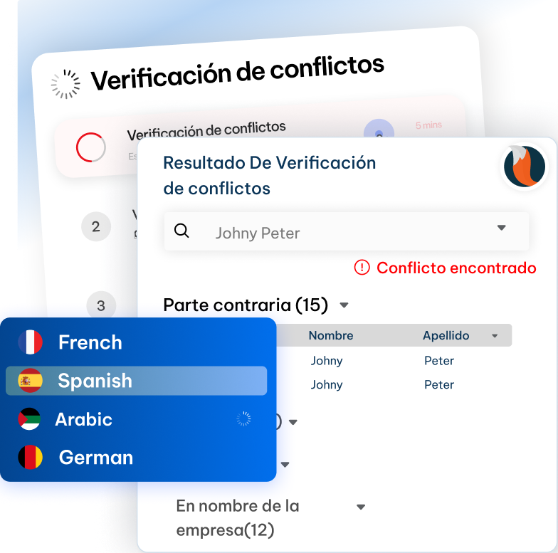 CaseFox's multi-lingual language conflict checks feature