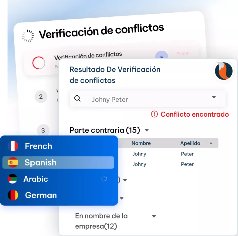 CaseFox's multi-lingual language conflict checks feature