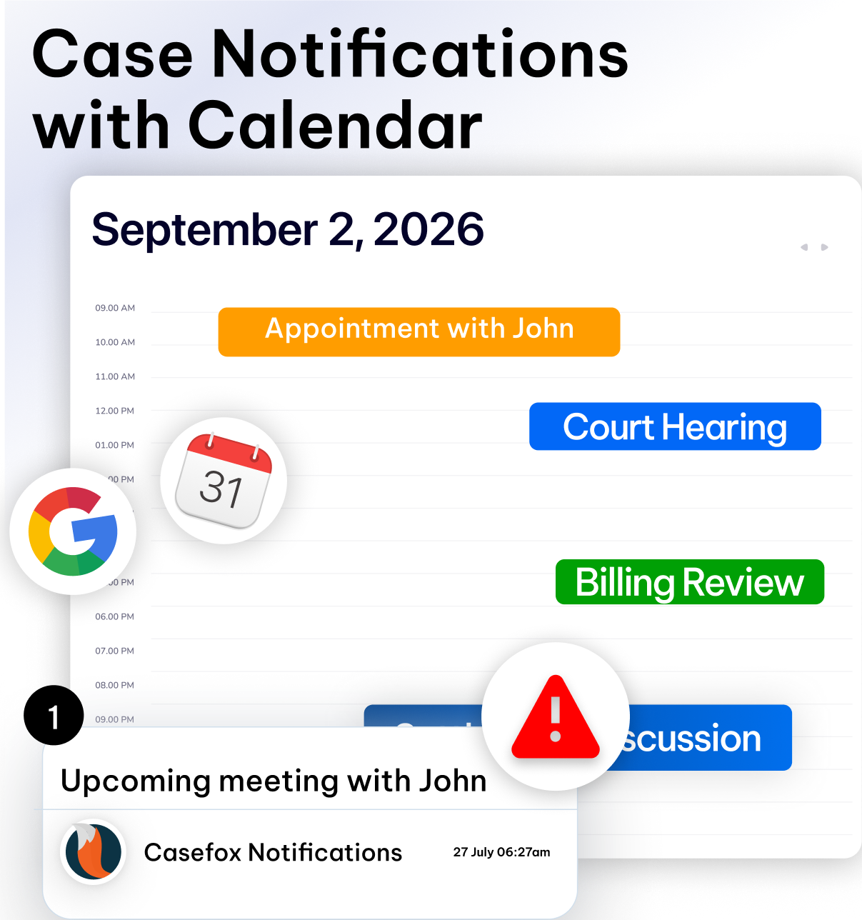 Calendar and deadline management in CaseFox criminal lawyer software