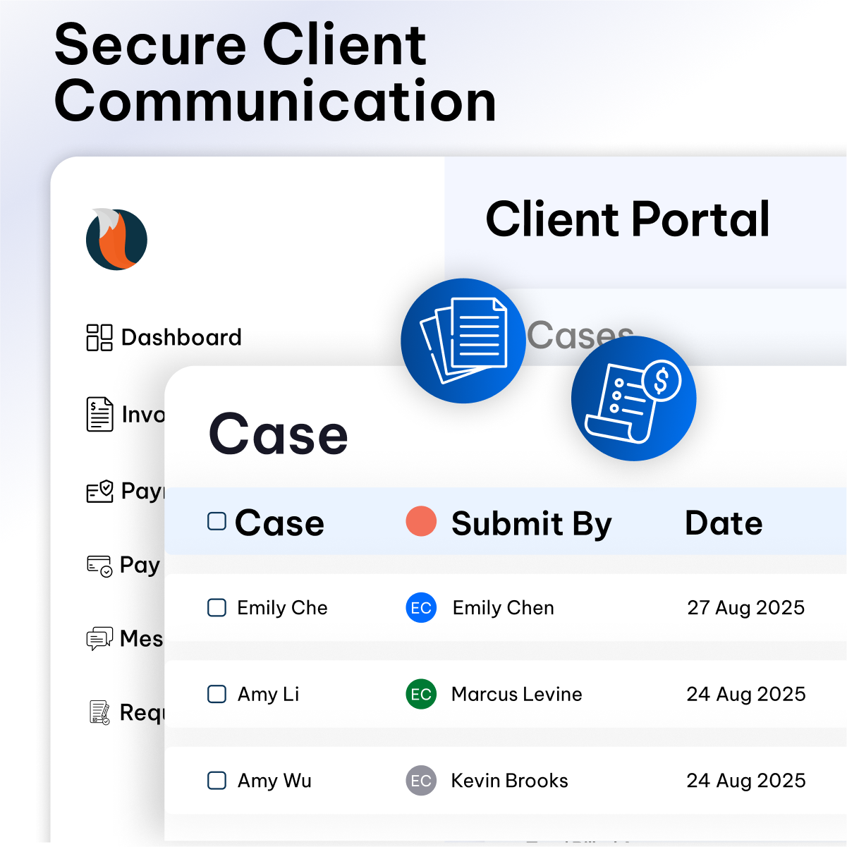 Client communication portal in CaseFox criminal attorney software