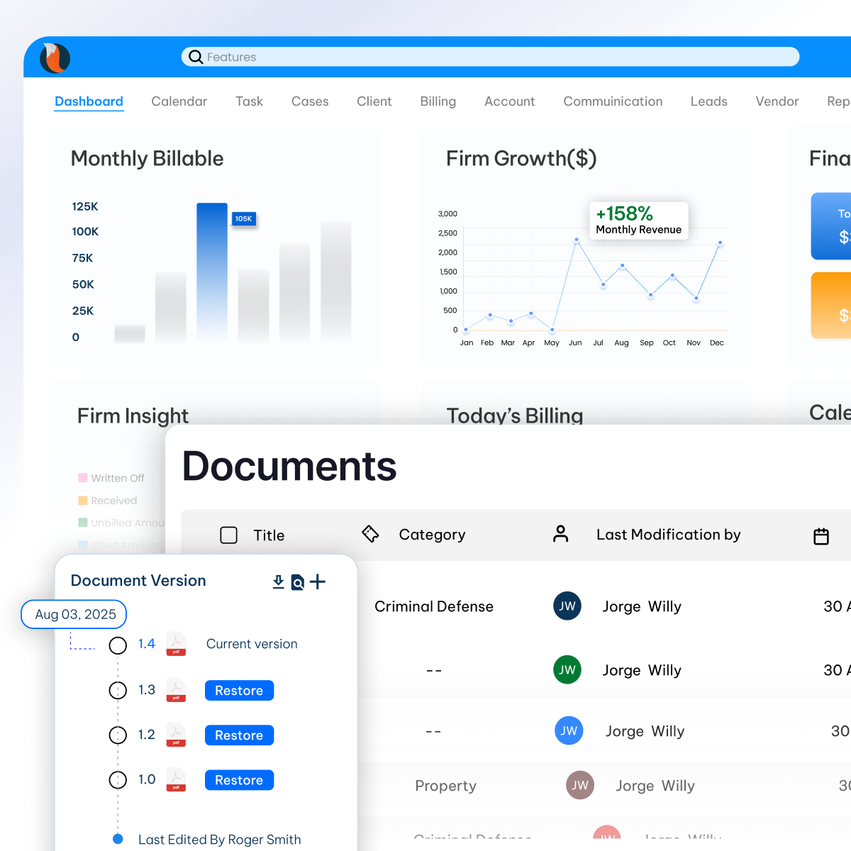 Document management feature - CaseFox Enterprise Legal Management (ELM) Software