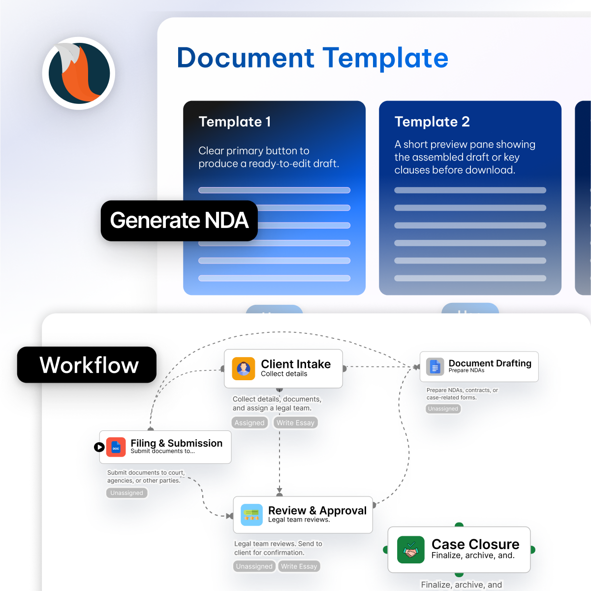 Legal AI document generation feature - CaseFox ELM solution