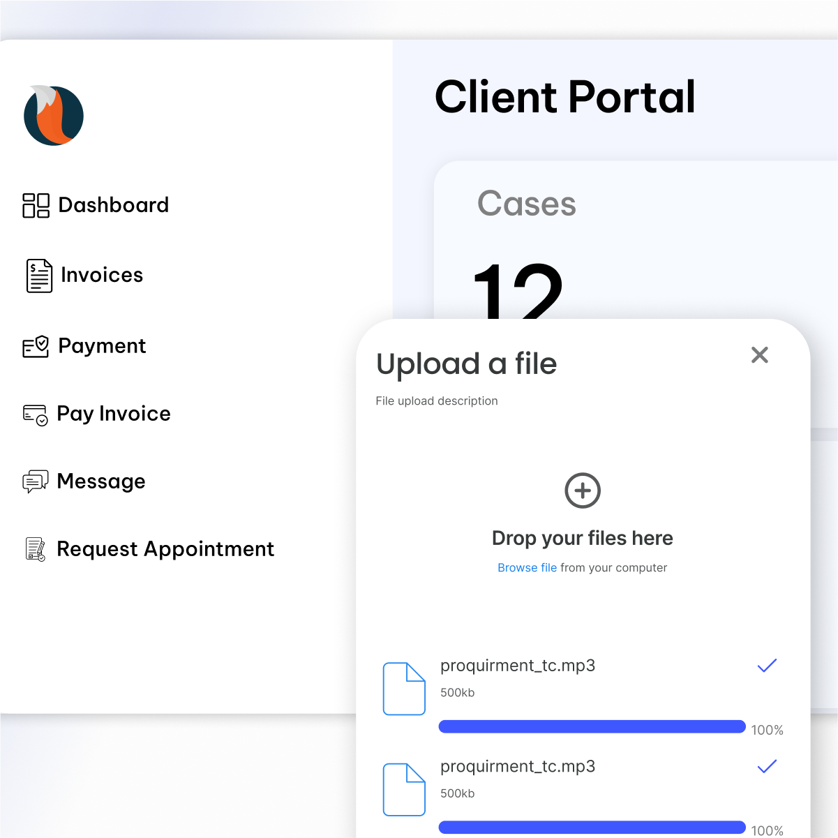 Client portal & contact management in CaseFox family law attorney software
