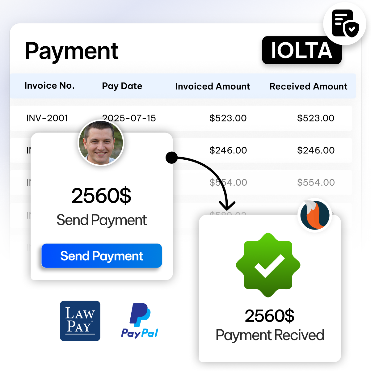 Payment and accounting features in the CaseFox family law software