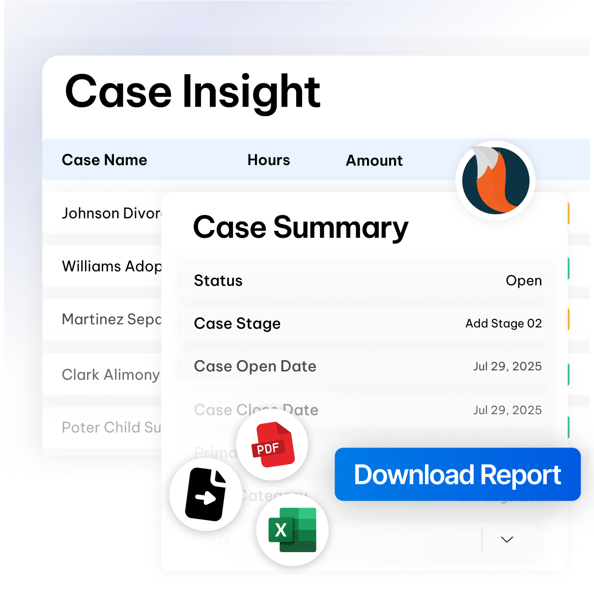 Reporting and insights in the CaseFox family law practice software