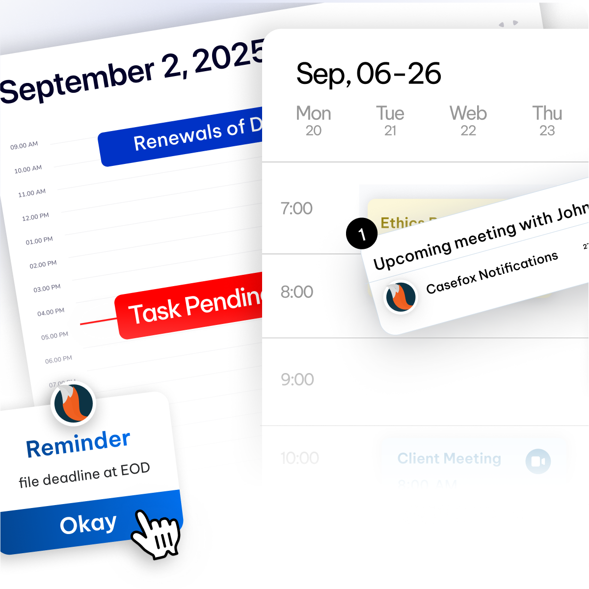 Tasks and Events feature - CaseFox Government legal case management software