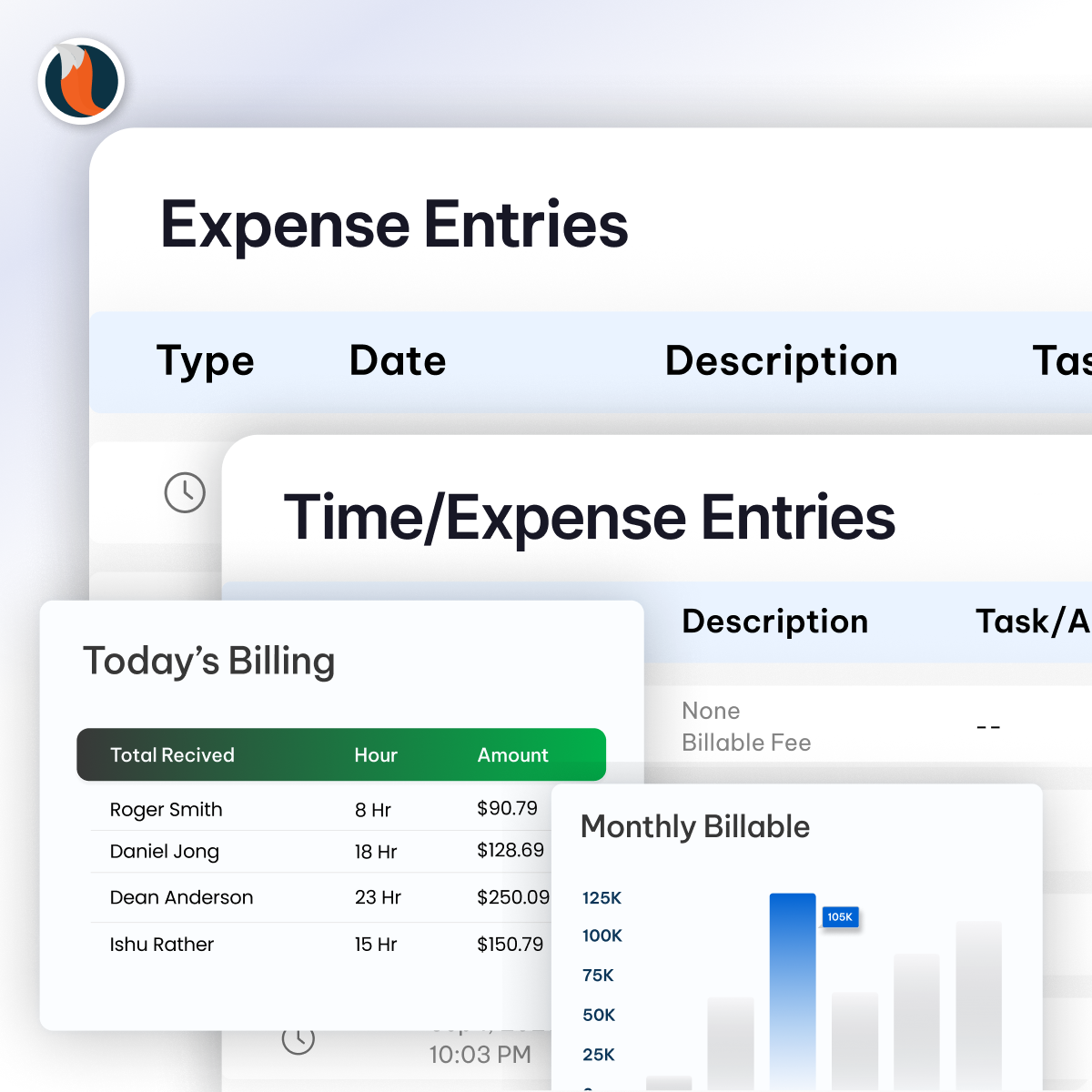 Time and Expense Tracking feature - CaseFox Government legal case management software