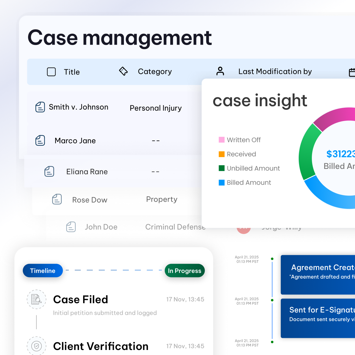 CaseFox Legal Case Management UI