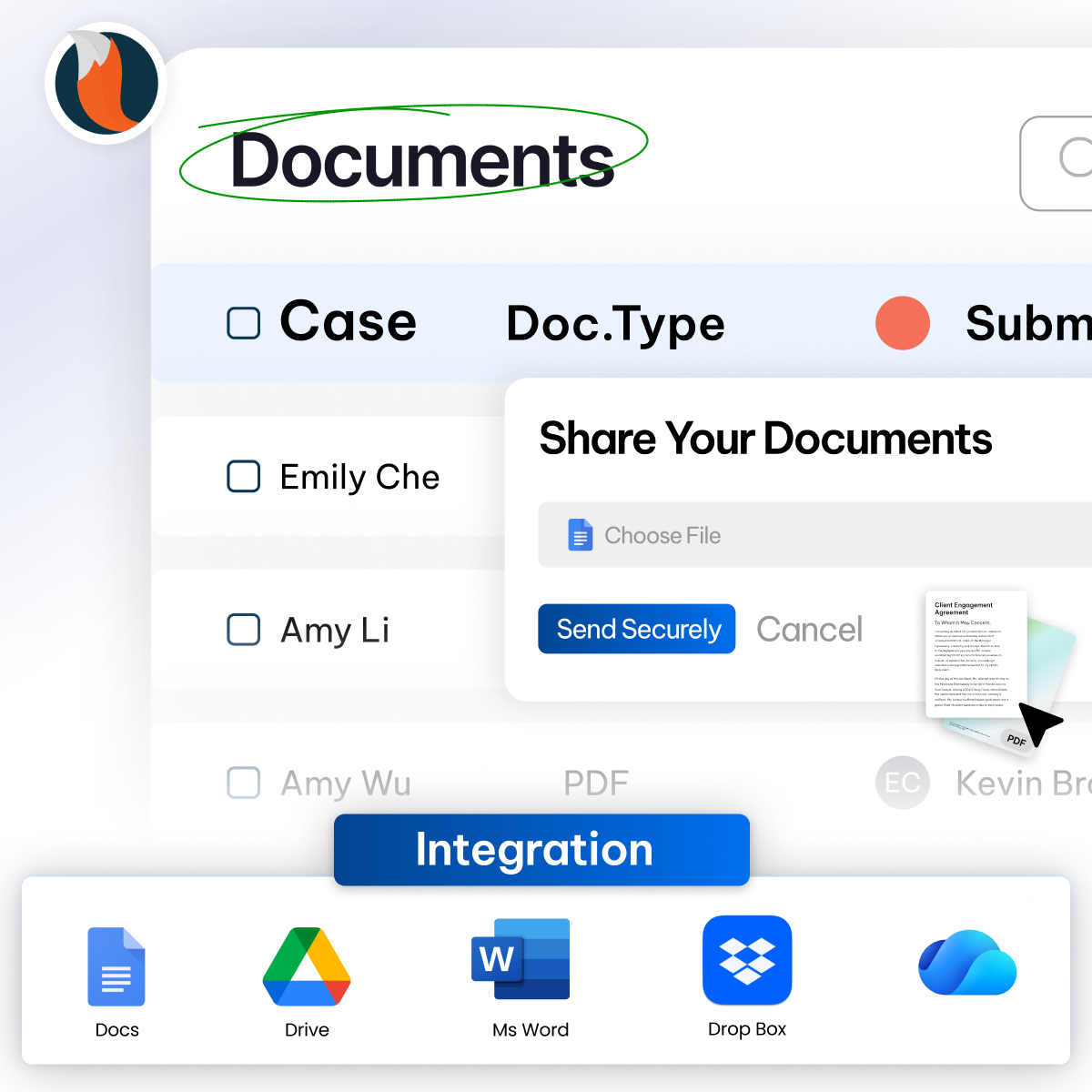 CaseFox Legal Document Management UI