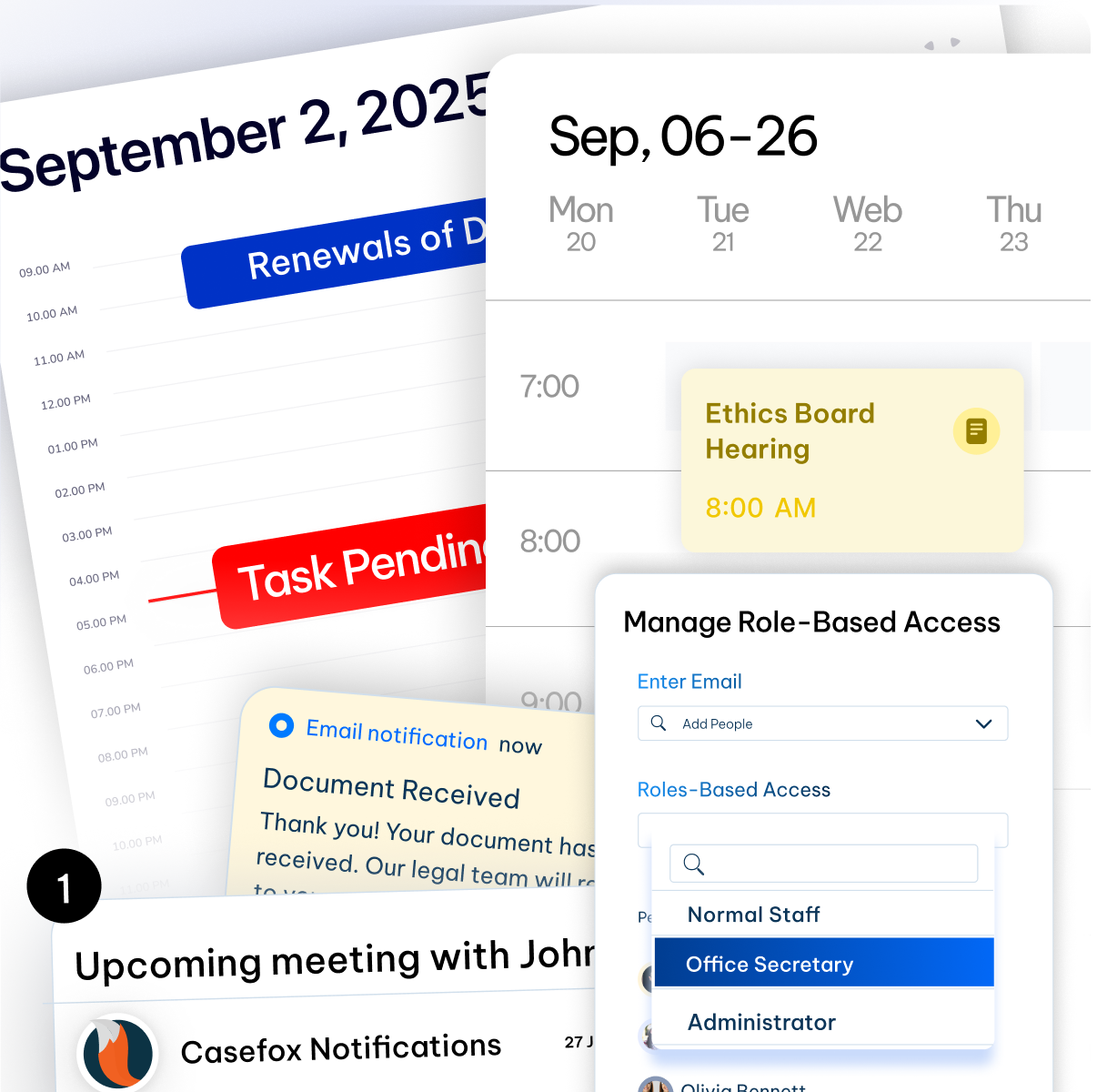 Legal Calendaring, tasks and events management - CaseFox In-house counsel software