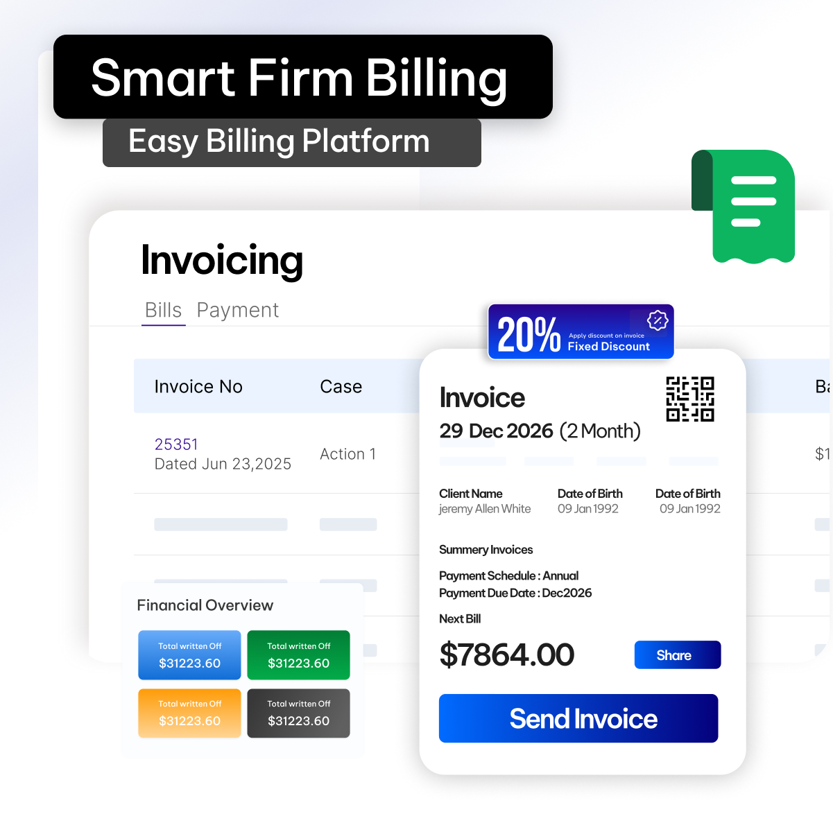Legal billing and time tracking feature in CaseFox IP lawyers software