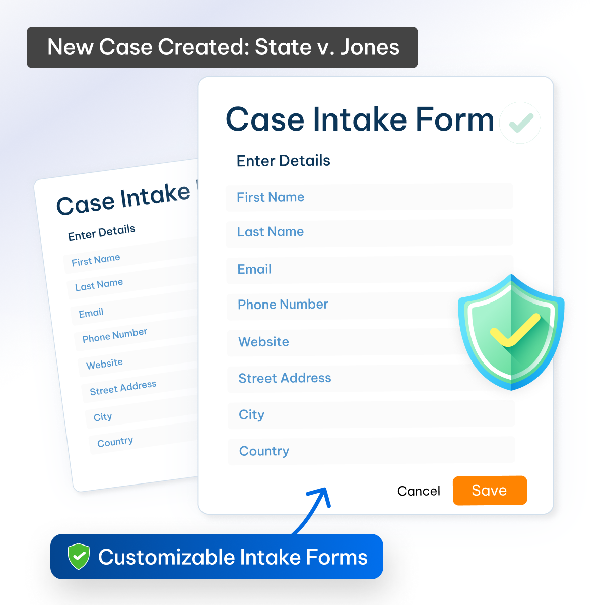 Customizable legal client intake form - CaseFox Intellectual property law software