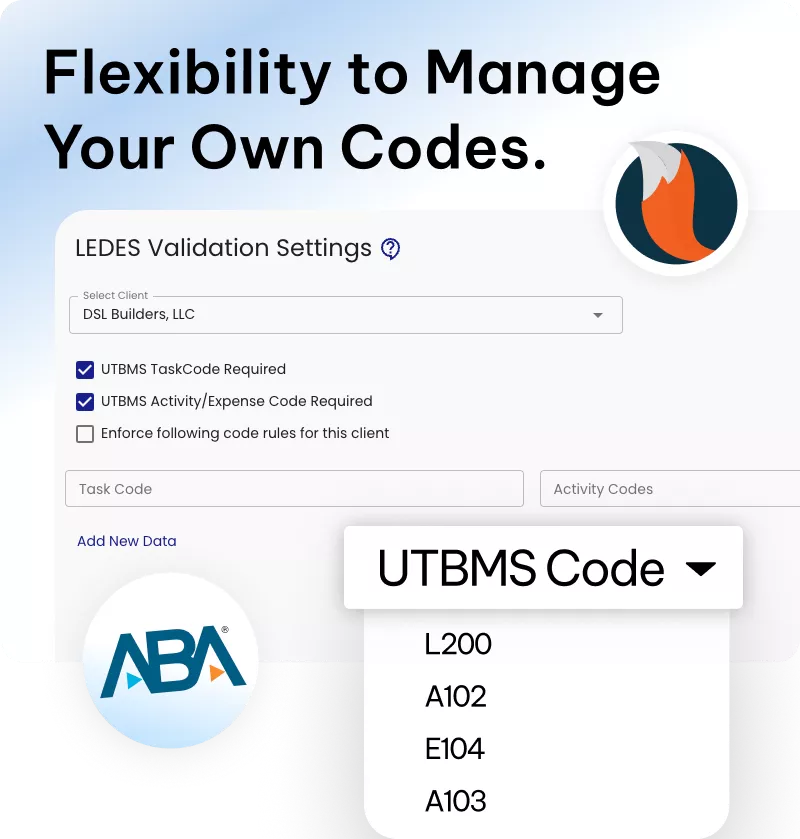 LEDES invoicing with custom code management, consolidated formats, and accurate client data