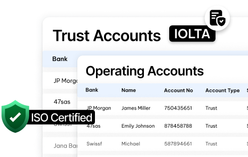 Manage trust (IOLTA) and operating accounts in CaseFox legal software easily