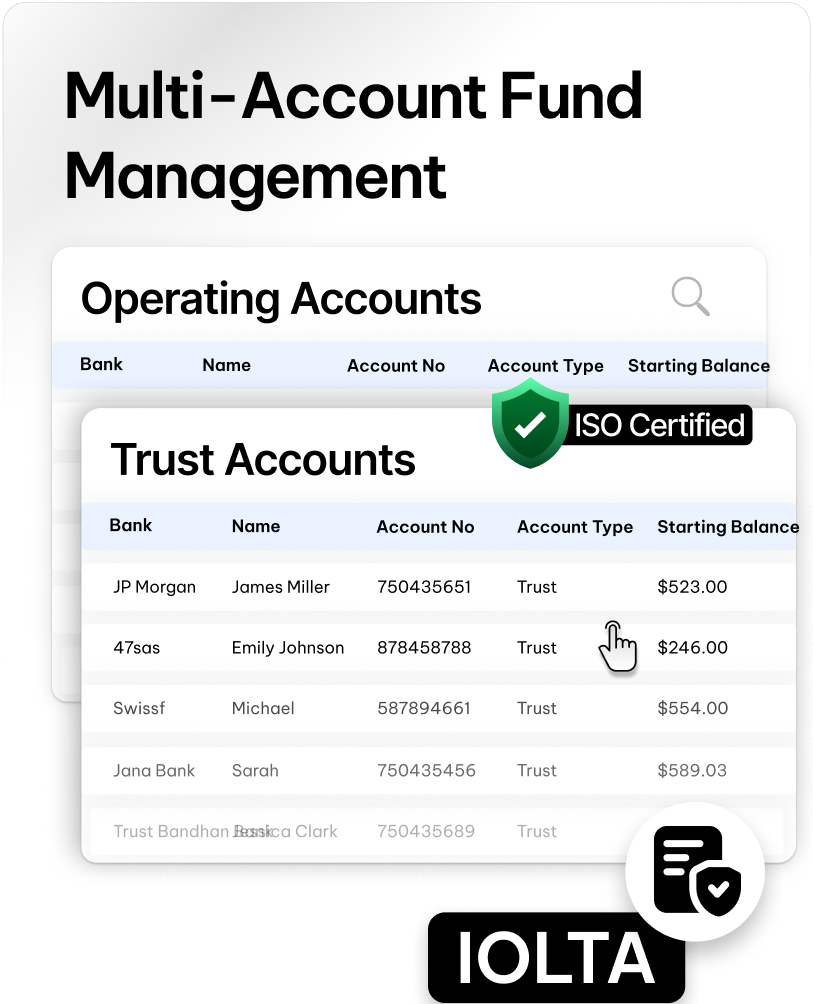 Manage multiple trust and operating accounts in CaseFox legal software
