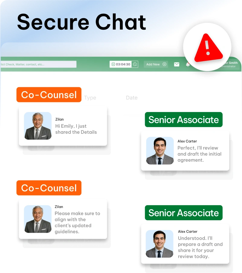 Secure chat or messaging with law firm clients