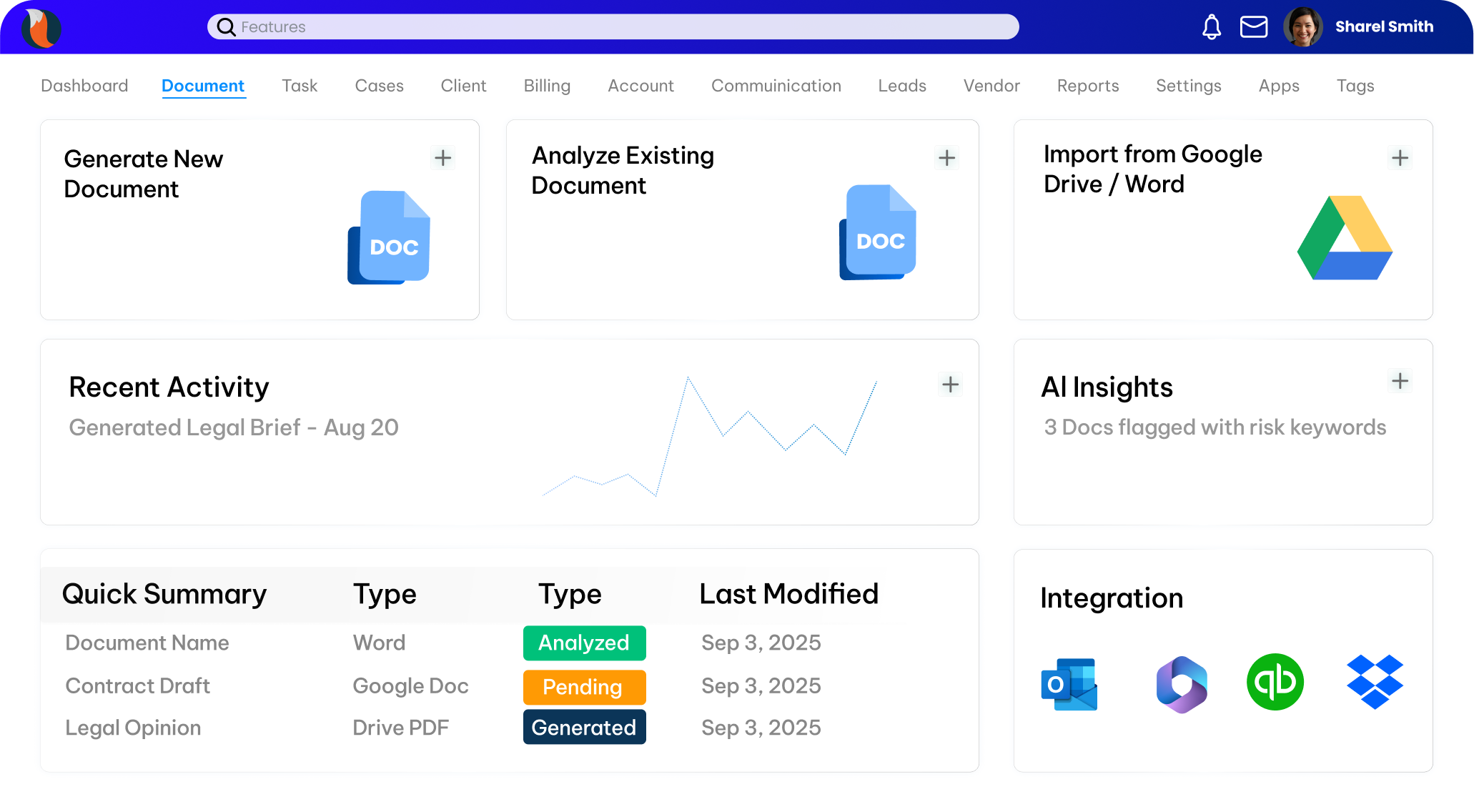 CaseFox UI - Legal Document Management Software