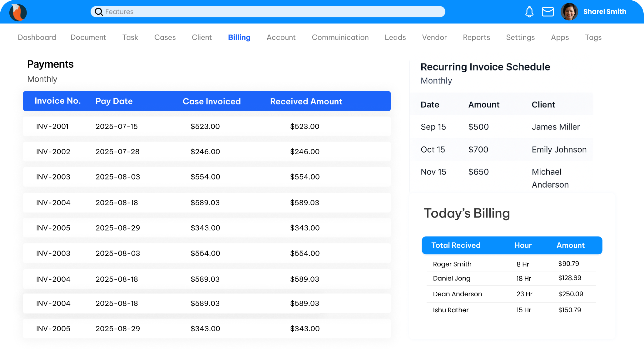 CaseFox UI Legal Online Payments Feature