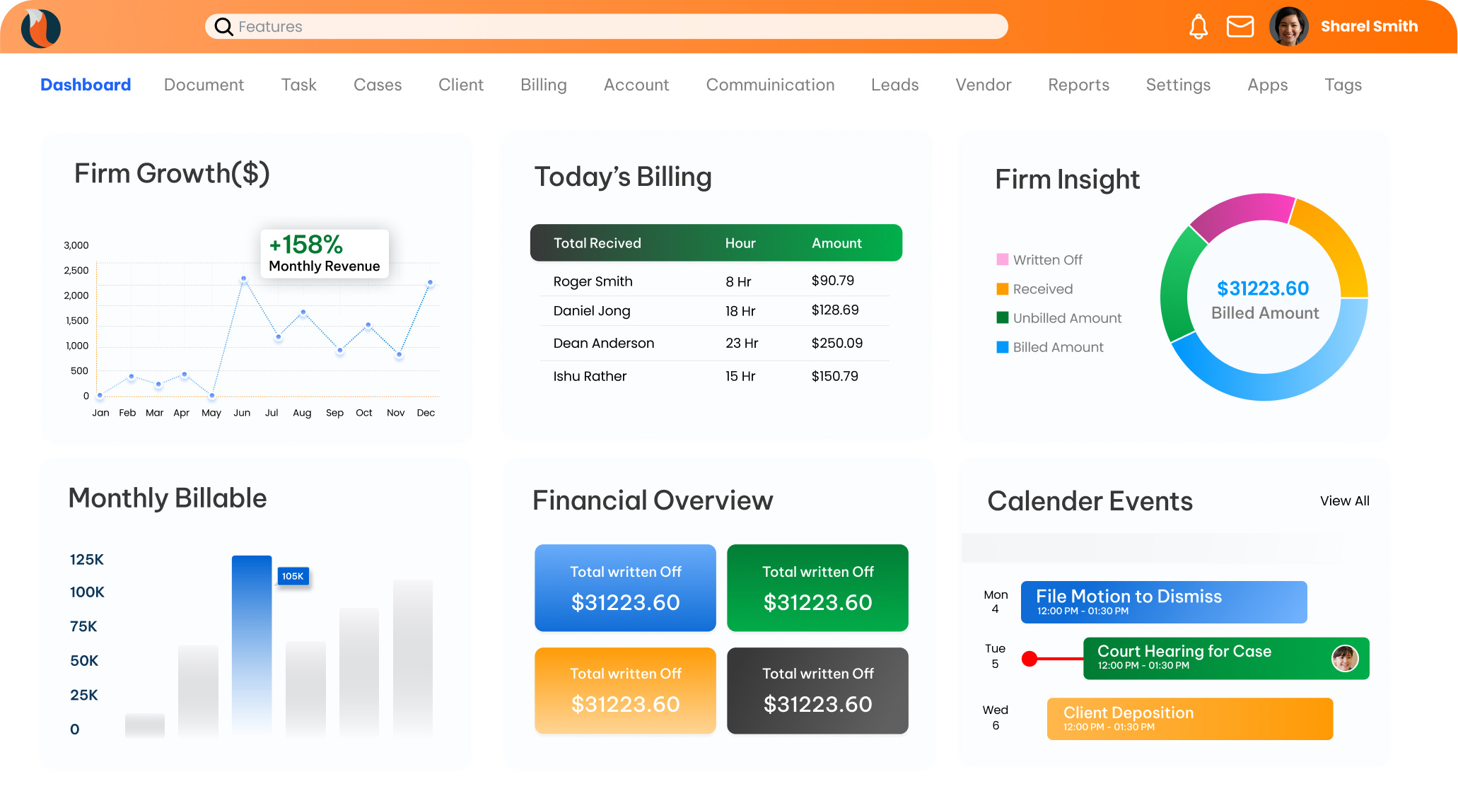 CaseFox UI Legal Practice Management Software