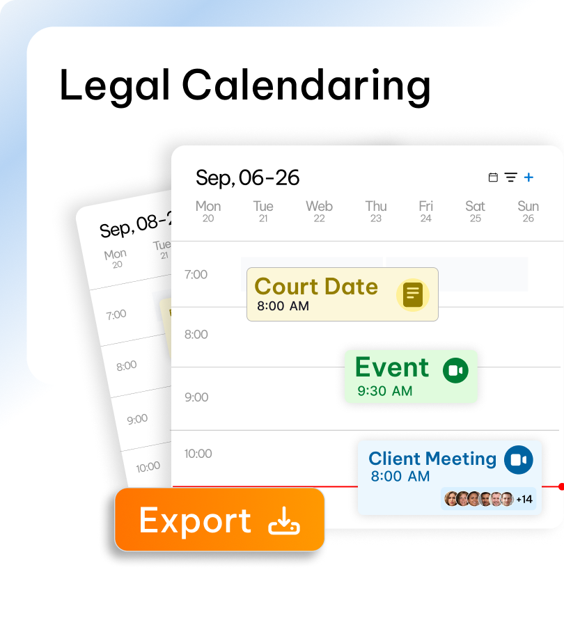 Legal calendar management feature - CaseFox software