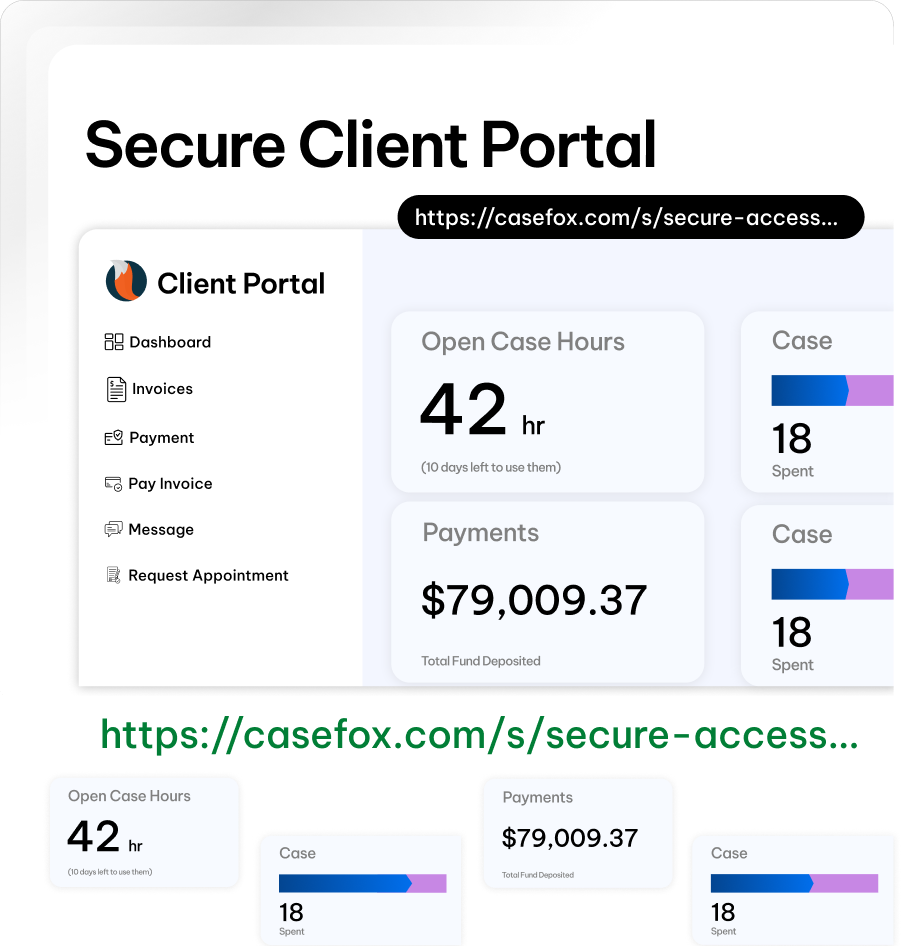 Secure legal client portal feature - CaseFox software