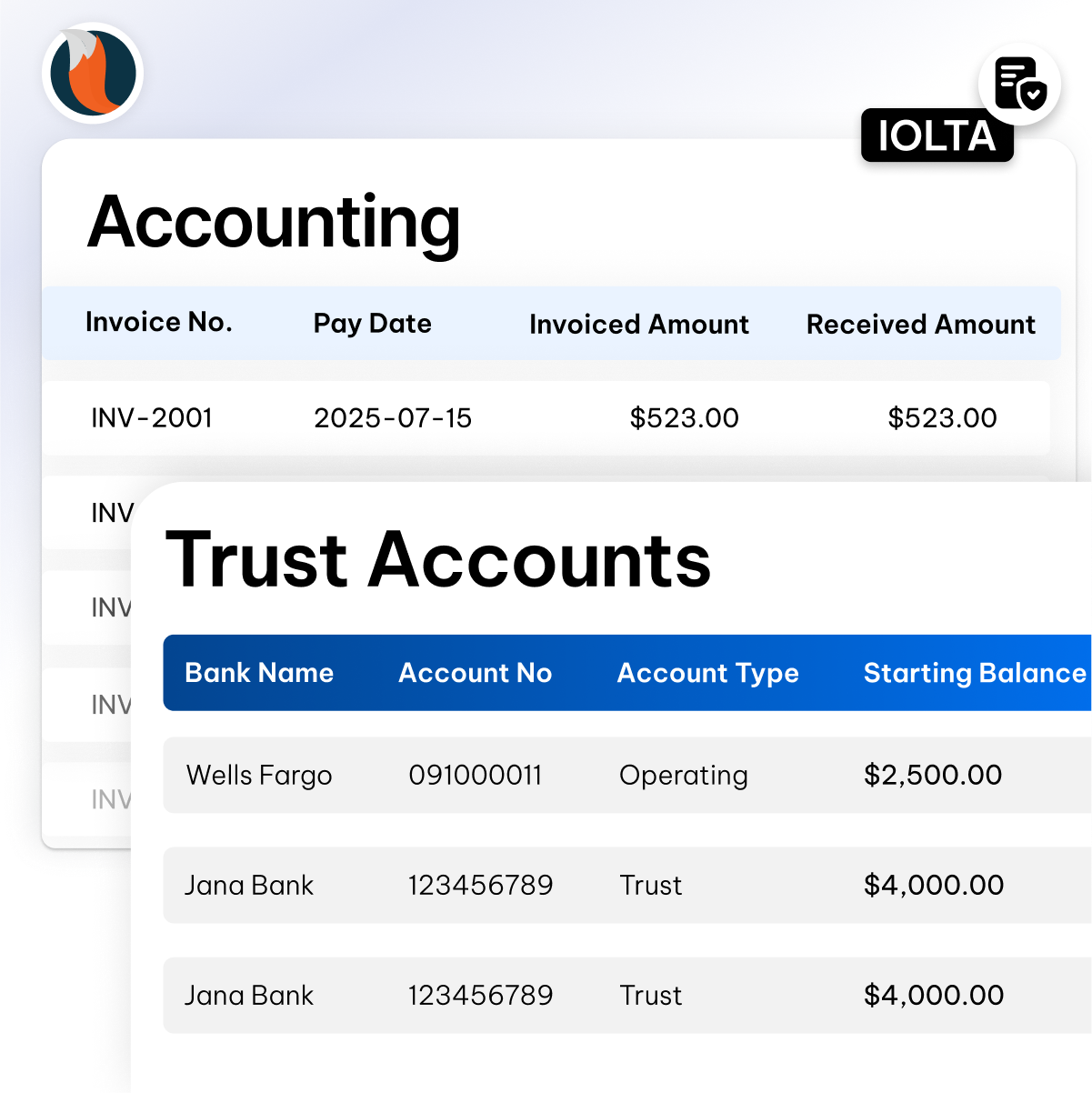 Trust accounts management in CaseFox real estate attorney software