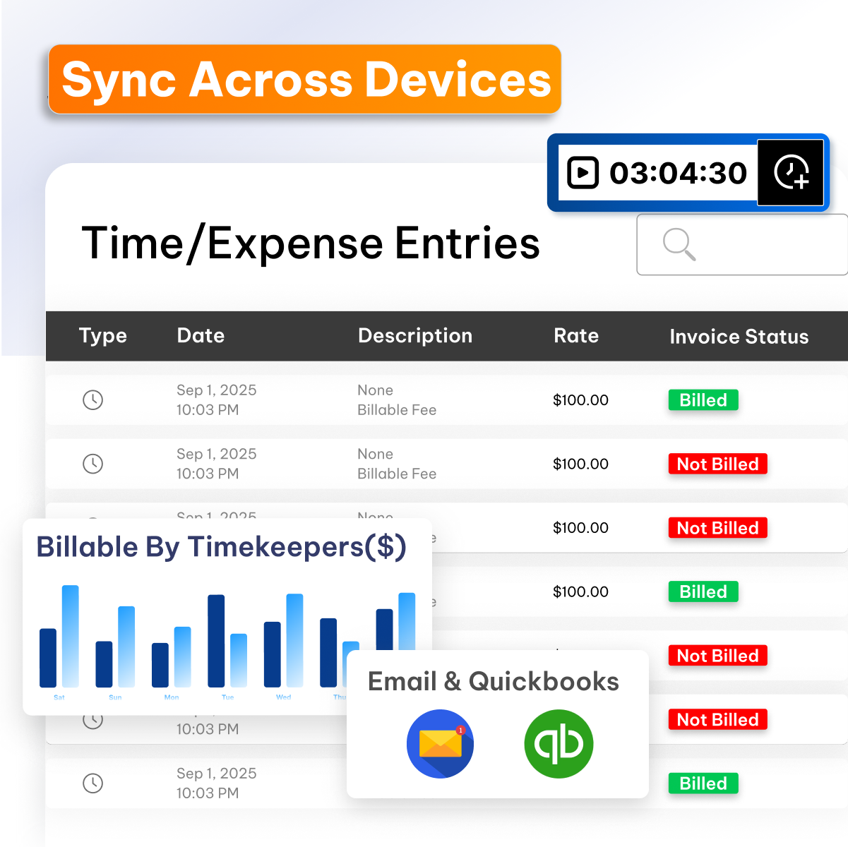 Legal timekeeping and expense tracking feature - CaseFox software