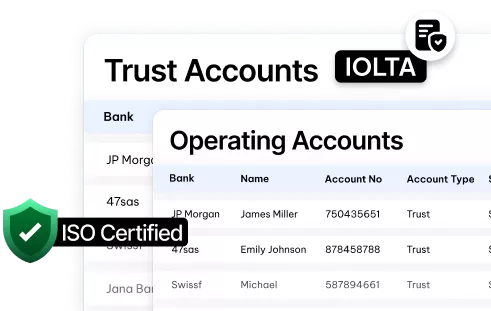 Manage trust (IOLTA) and operating accounts in CaseFox legal software easily
