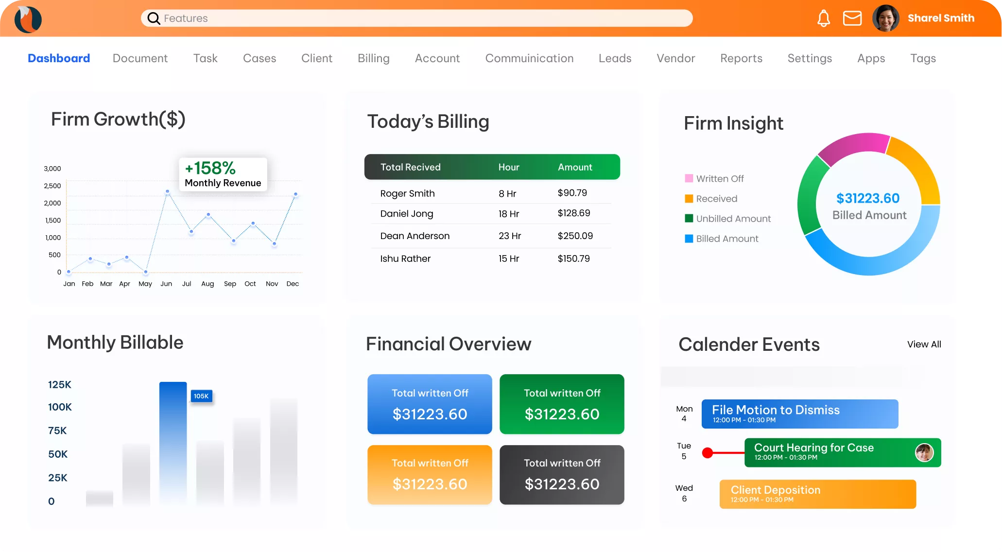CaseFox UI Legal Practice Management Software