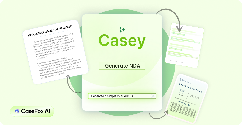 AI legal document generation and drafting - CaseFox software