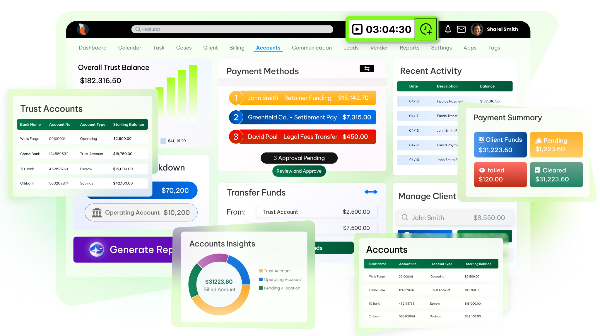 CaseFox Dashboard - Best law practice management software for South African attorneys