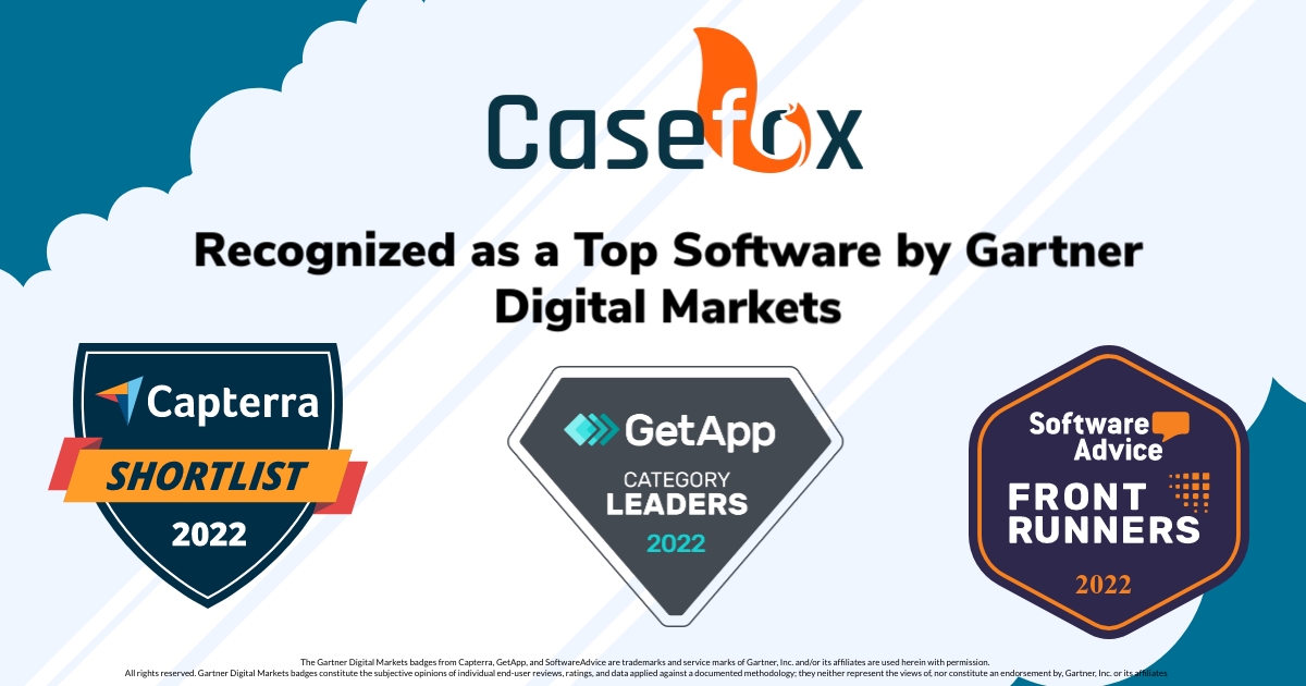CaseFox has gained recognition in multiple flagship reports of Gartner Digital Markets (Capterra, Software Advice, and GetApp)!