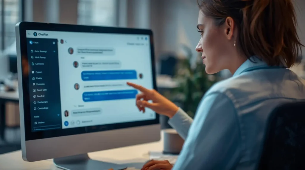 A lawyer using a chatbot on a laptop