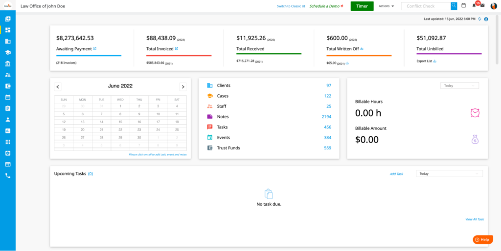 CaseFox legal software screenshot for perosnal injury law