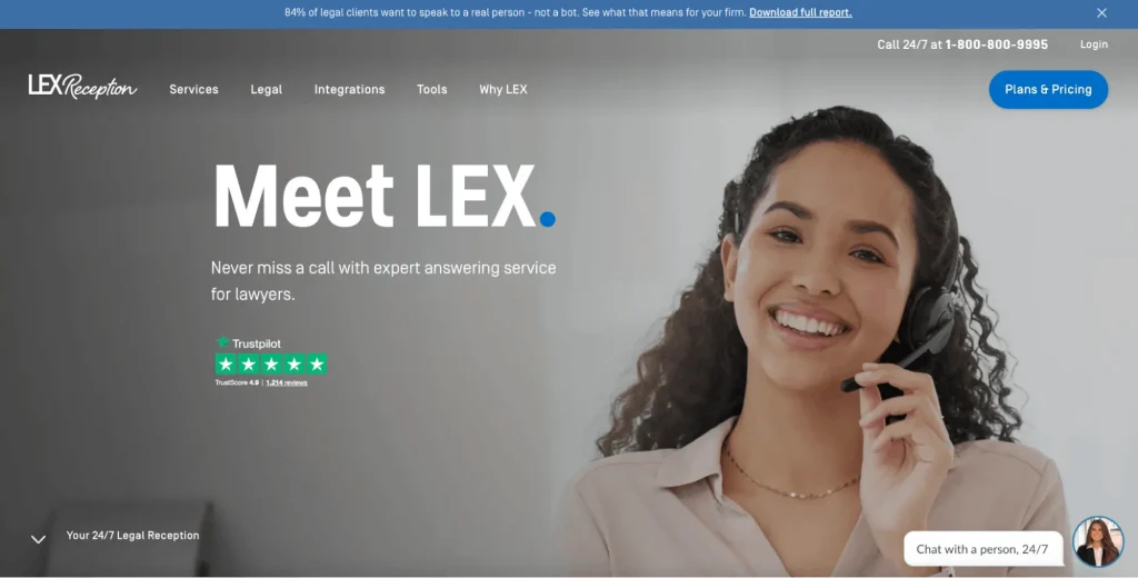 Screenshot of LEX Reception website homepage
