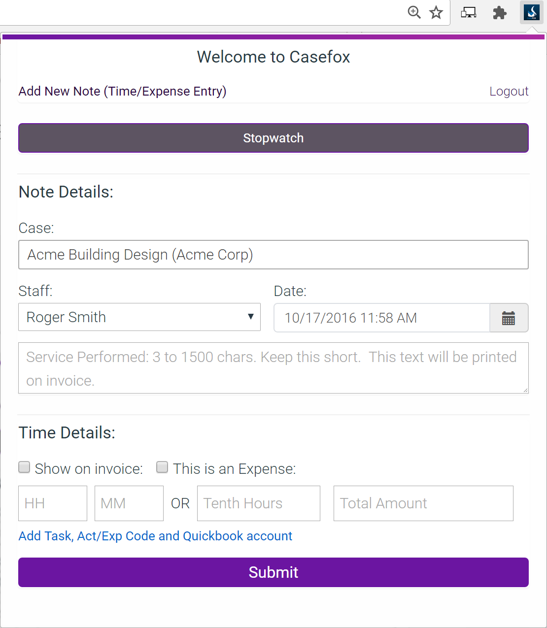 Legal Time And Billing Software Chrome Extension CaseFox