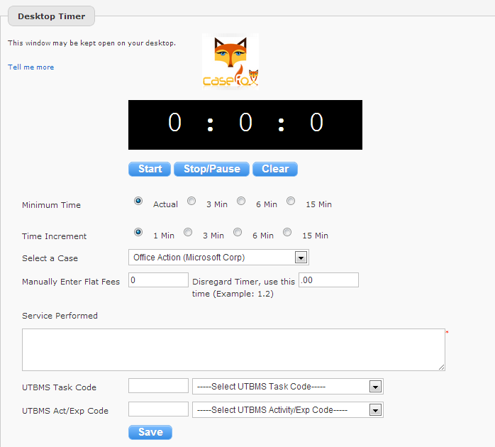 Desktop Timer Timekeeping Software for Attorneys CaseFox