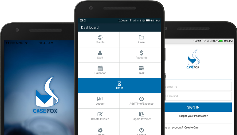 Android Mobile App Time And Billing Software For Lawyers CaseFox