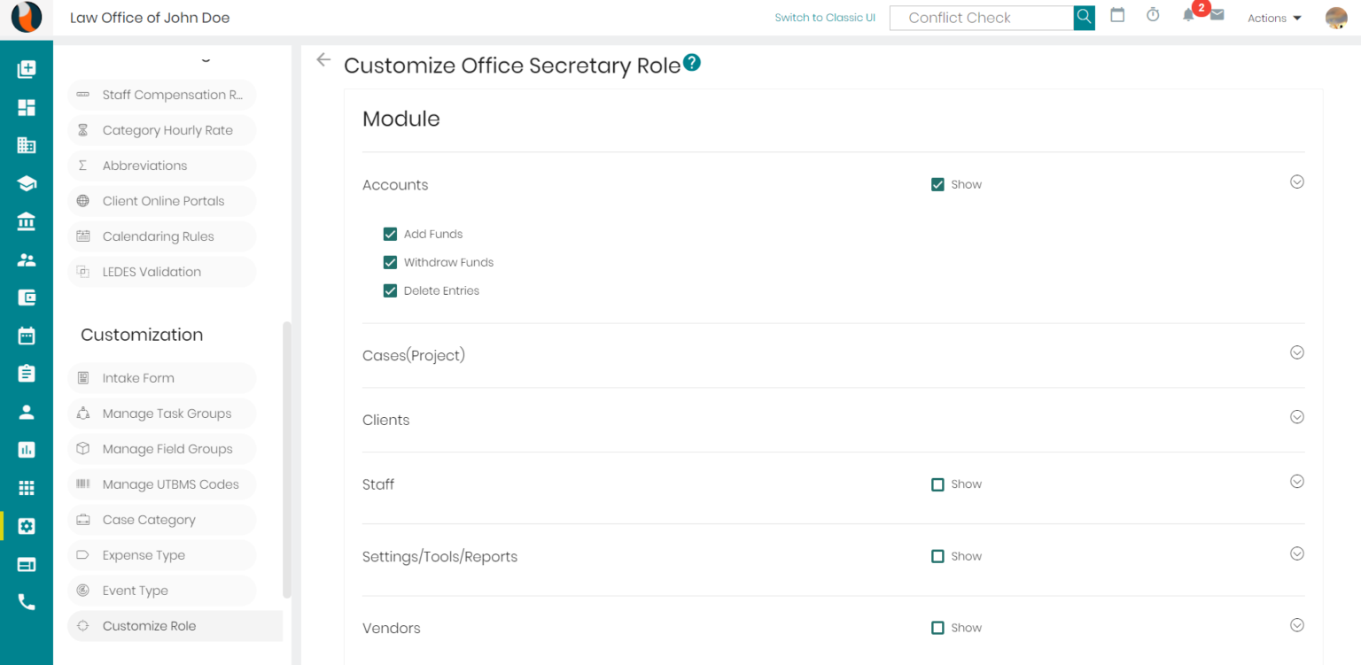 Law Firm Role-Based Data Control | CaseFox